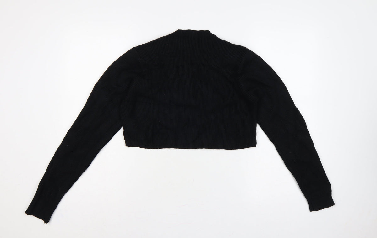 Nasty Gal Women Black UK 12 Mock Neck Cropped Knit Jumper