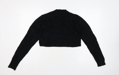 Nasty Gal Women Black UK 12 Mock Neck Cropped Knit Jumper