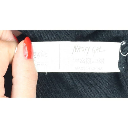 Nasty Gal Women Black UK 12 Mock Neck Cropped Knit Jumper