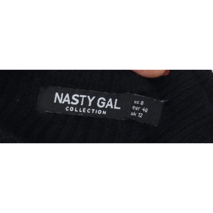 Nasty Gal Women Black UK 12 Mock Neck Cropped Knit Jumper