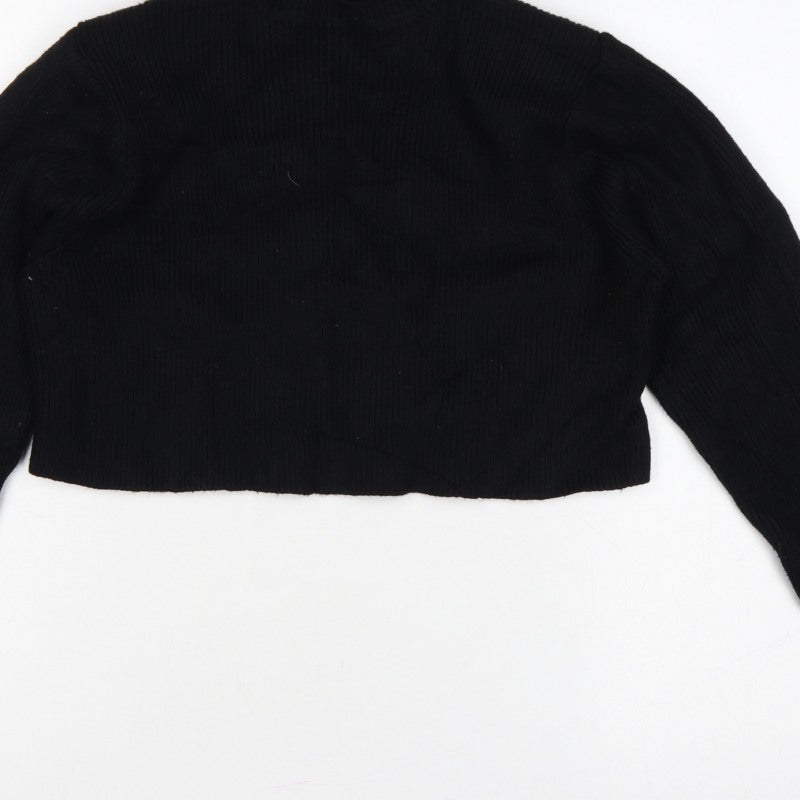 Nasty Gal Women Black UK 12 Mock Neck Cropped Knit Jumper