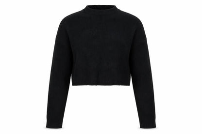 Nasty Gal Women Black UK 12 Mock Neck Cropped Knit Jumper