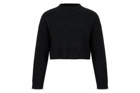 Nasty Gal Women Black UK 12 Mock Neck Cropped Knit Jumper