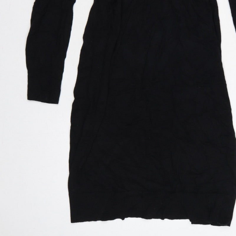 Old Navy Women Black M Cowl Neck Knit Jumper Dress Long Sleeve
