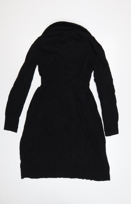 Old Navy Women Black M Cowl Neck Knit Jumper Dress Long Sleeve