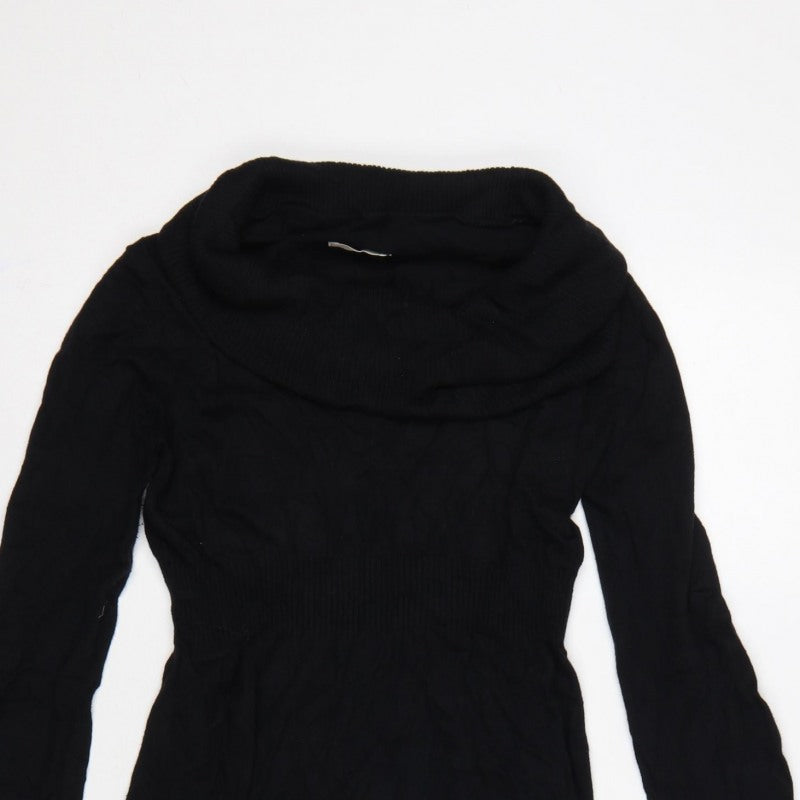 Old Navy Women Black M Cowl Neck Knit Jumper Dress Long Sleeve