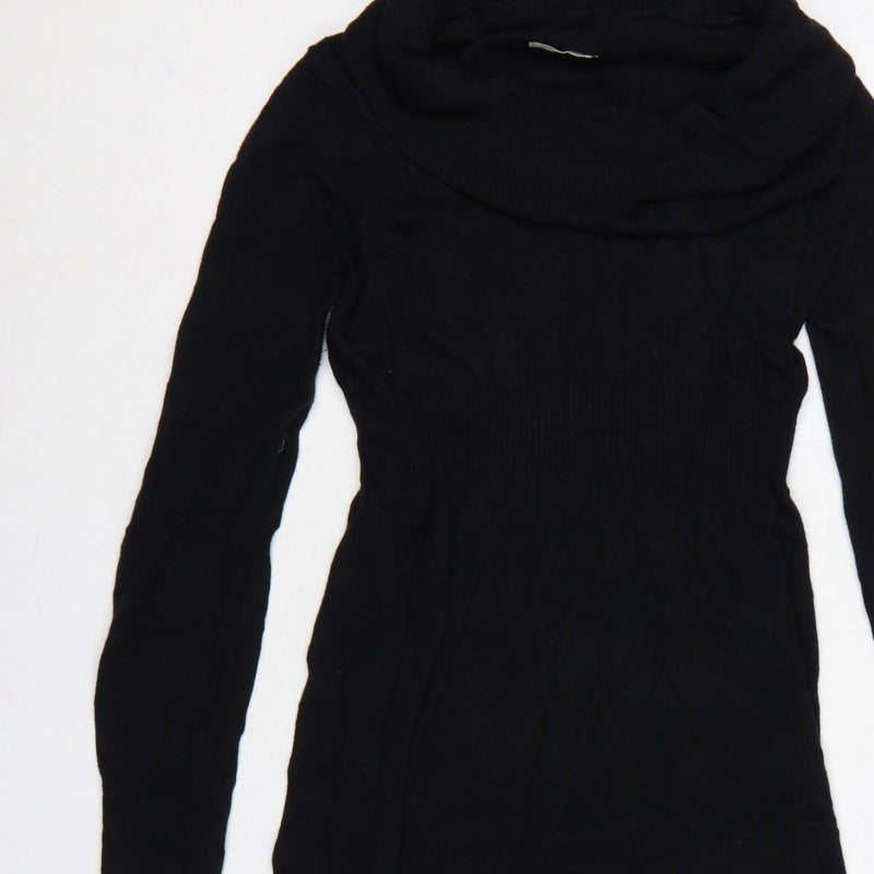 Old Navy Women Black M Cowl Neck Knit Jumper Dress Long Sleeve