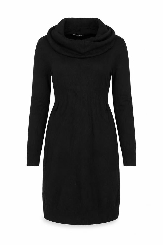 Old Navy Women Black M Cowl Neck Knit Jumper Dress Long Sleeve