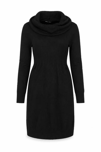 Old Navy Women Black M Cowl Neck Knit Jumper Dress Long Sleeve