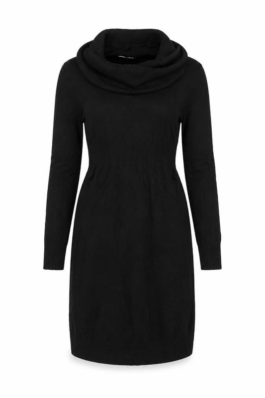 Old Navy Women Black M Cowl Neck Knit Jumper Dress Long Sleeve