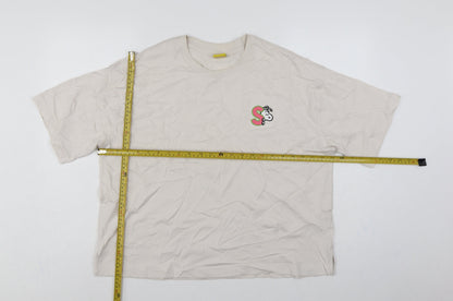 M&S Women Beige UK 16 Peanuts Snoopy Cotton Crew Neck T-Shirt