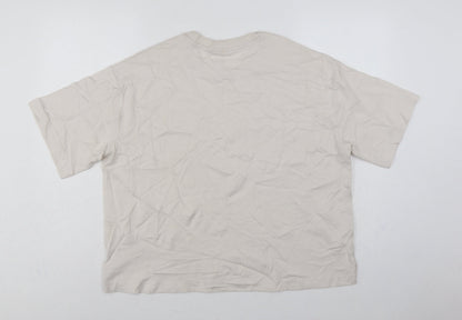 M&S Women Beige UK 16 Peanuts Snoopy Cotton Crew Neck T-Shirt