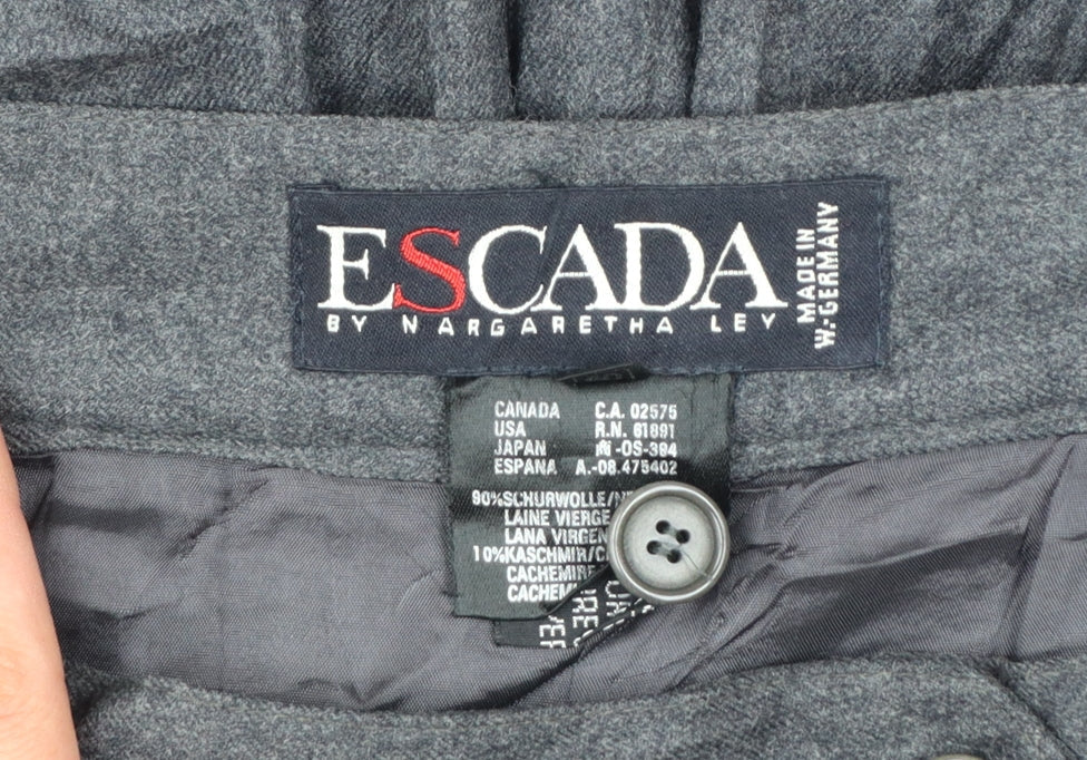 Escada Women Grey UK 10 Long A-Line Wool Cashmere Skirt