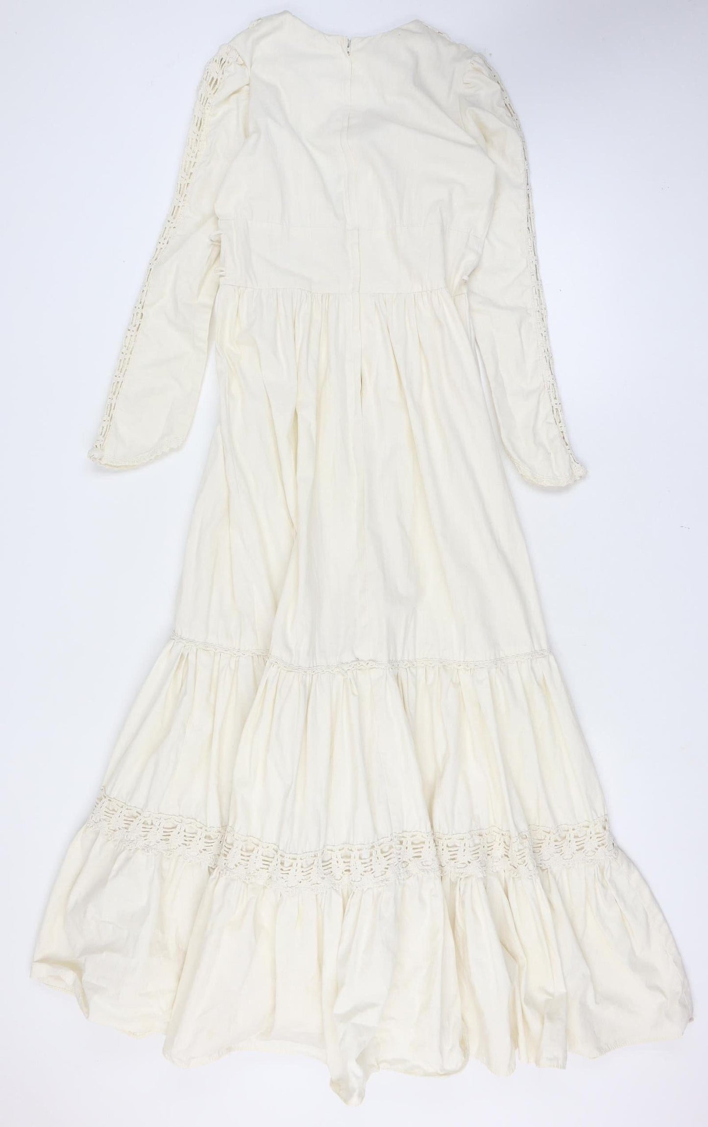 Gunne Sax By Jessica Women Ivory UK 13 Maxi 1970s Prairie Lace Vintage Dress