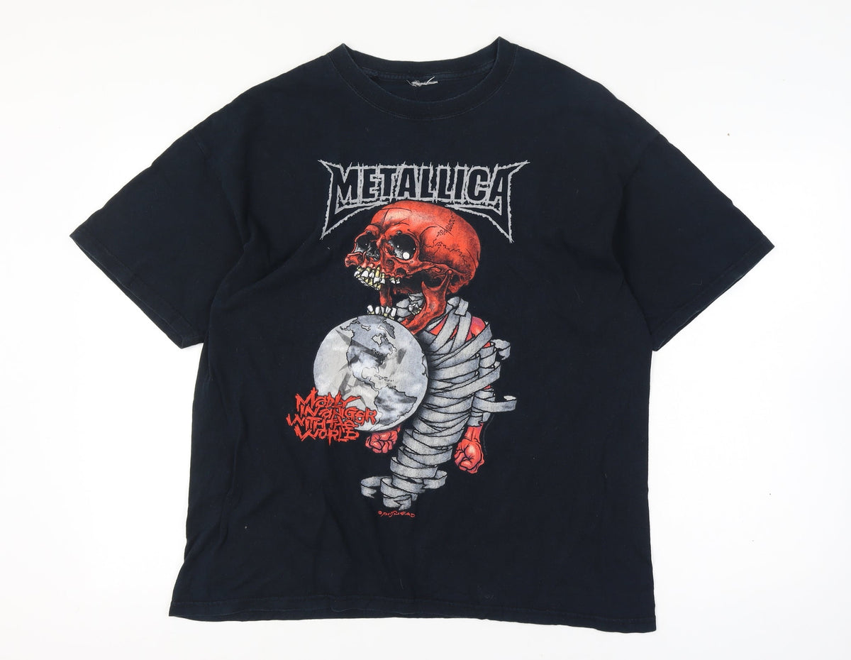 Metallica Men’s XL Black 2004 Tour Skull Graphic Rock Band T-Shirt