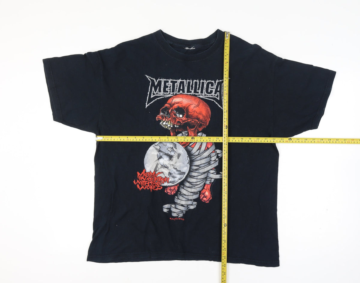 Metallica Men’s XL Black 2004 Tour Skull Graphic Rock Band T-Shirt
