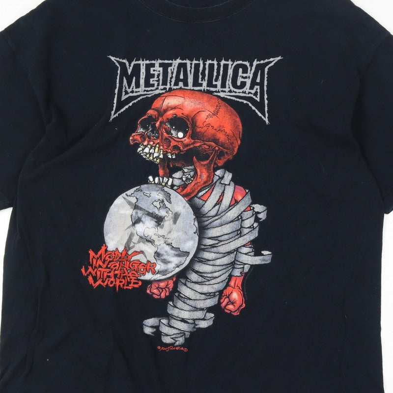 Metallica Men’s XL Black 2004 Tour Skull Graphic Rock Band T-Shirt