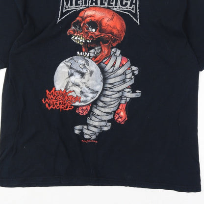 Metallica Men’s XL Black 2004 Tour Skull Graphic Rock Band T-Shirt