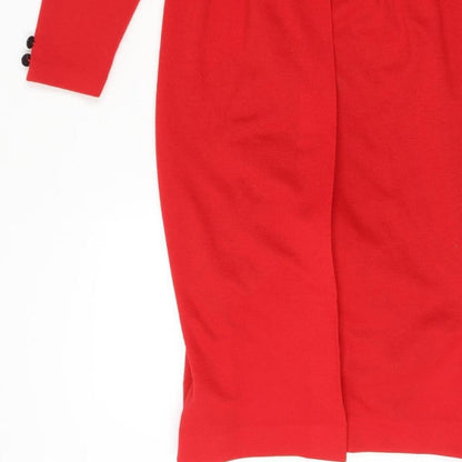 Caron Women Red Size 12 Vintage Knit Jacket Dress Button Front