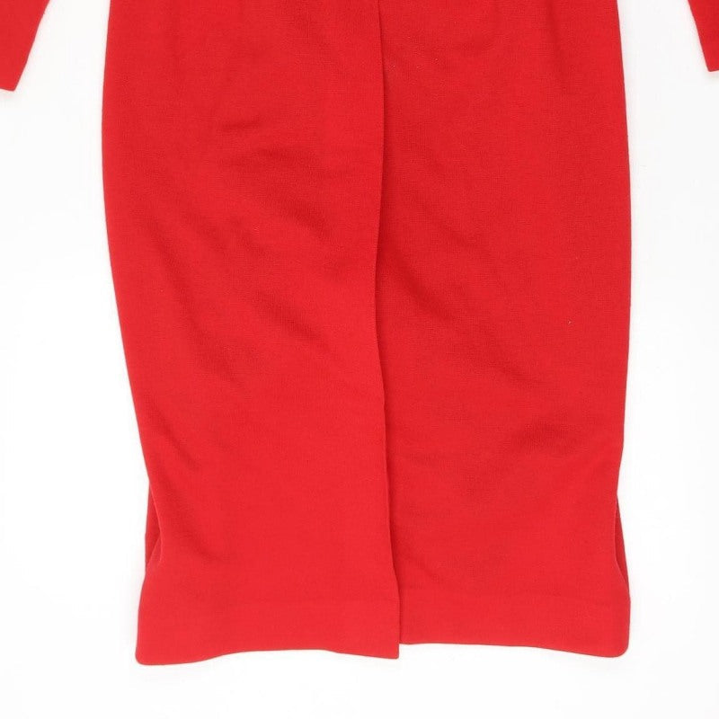 Caron Women Red Size 12 Vintage Knit Jacket Dress Button Front
