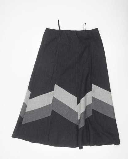 Marks & Spencer Women Grey UK 12 Wool Blend A-Line Long Skirt