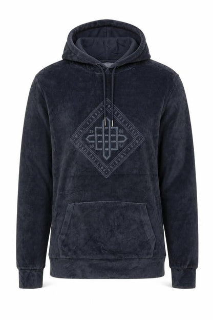 River Island Men’s Black S Velvet Graphic Pullover Hoodie