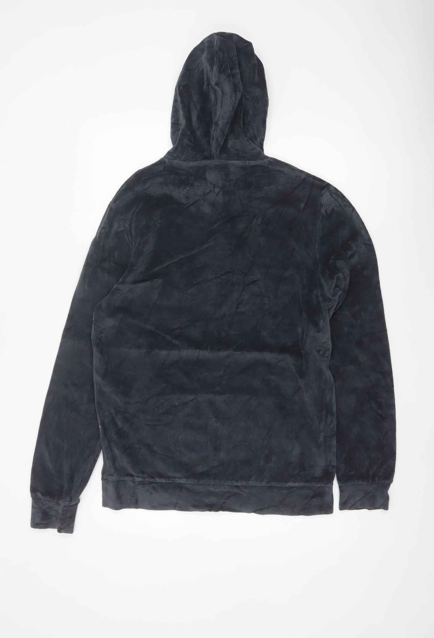 River Island Men’s Black S Velvet Graphic Pullover Hoodie