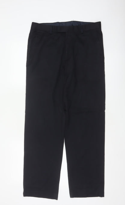 Marks and Spencer Men Navy 32 Regular Straight Dress Trousers