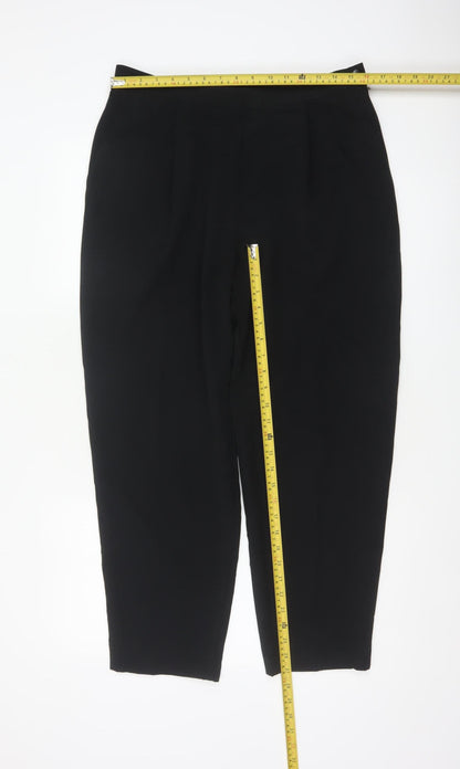 Marks and Spencer Women Black UK 16 Tapered Tailored Dress Trousers