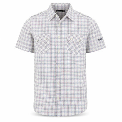 Bench Men’s White Check Short Sleeve Button-Up Shirt Size S Casual