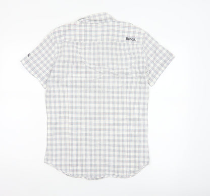 Bench Men’s White Check Short Sleeve Button-Up Shirt Size S Casual