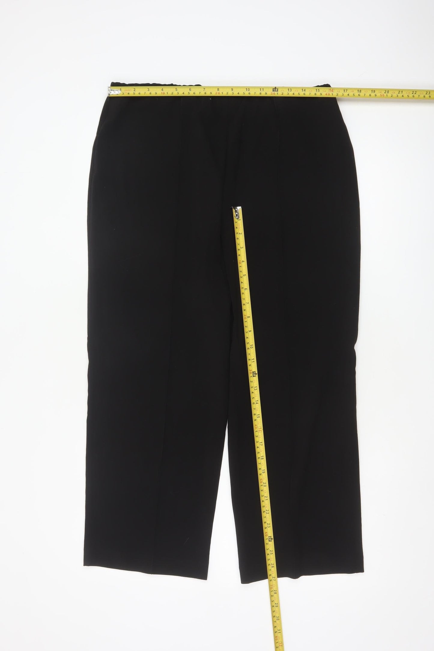Isle Women’s Black Size 14 Straight Leg Elastic Waist Trousers