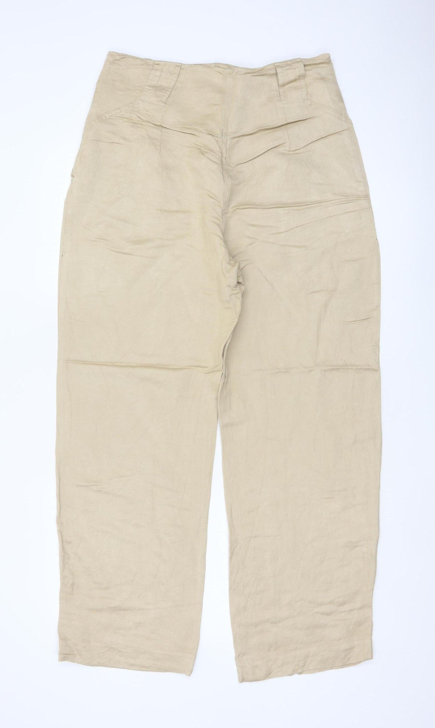 Marks & Spencer Women's Beige UK 12 Linen Blend Straight Trousers