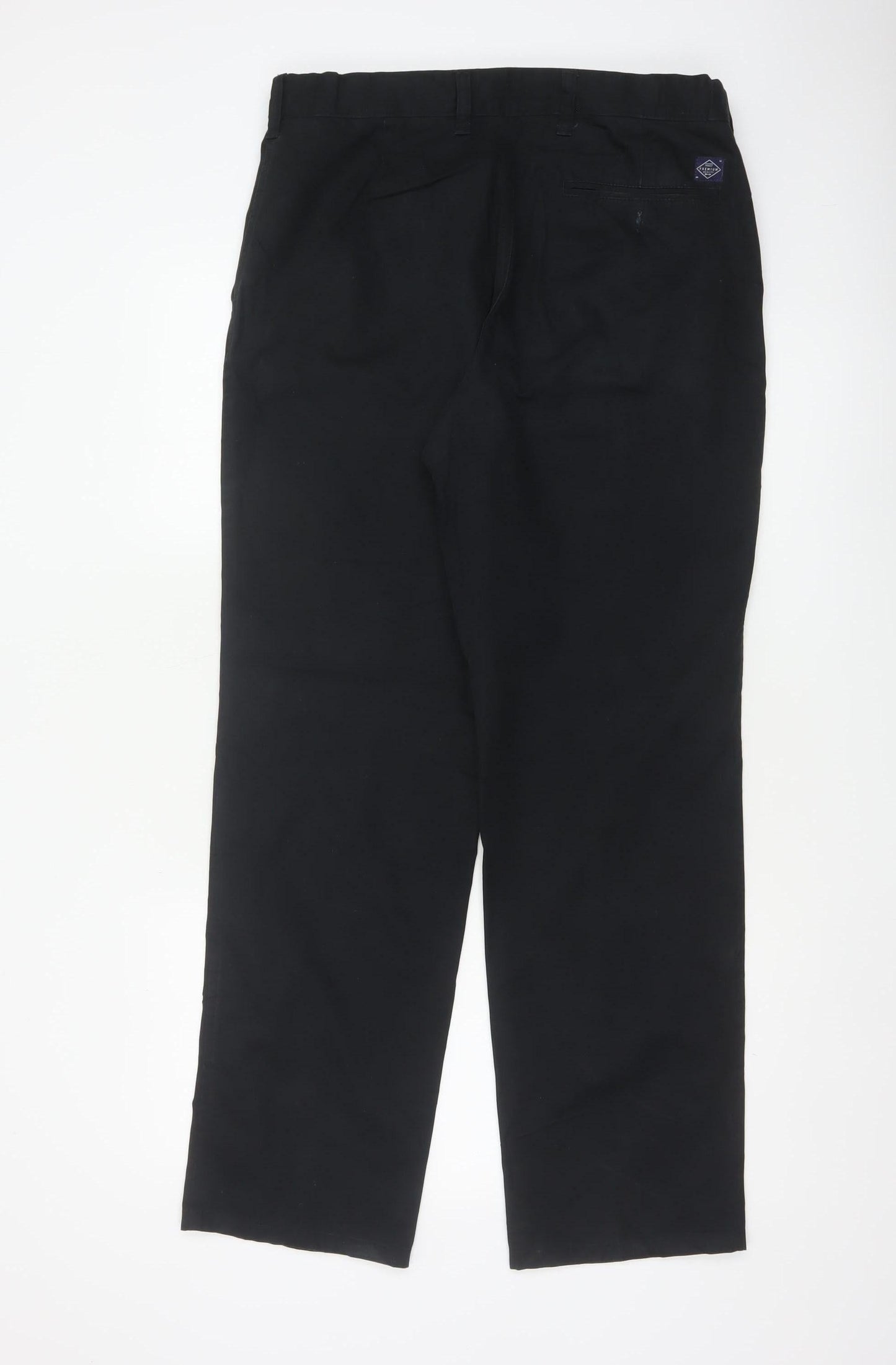 Marks and Spencer Men's Black 34 Regular Straight Cotton Trousers 34W 31L