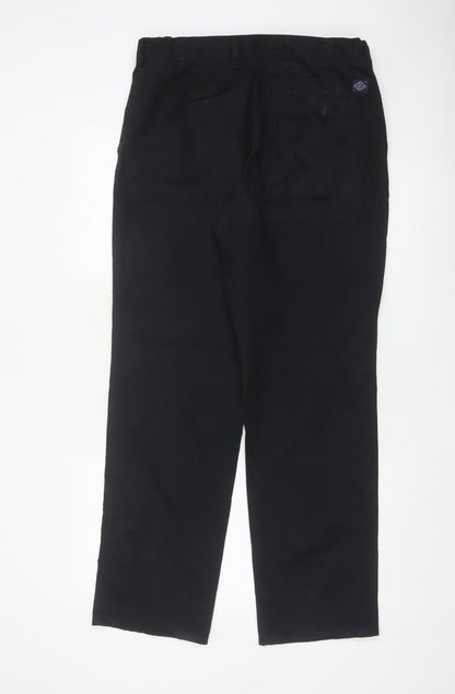 Marks and Spencer Men's Black 34 Regular Straight Cotton Trousers 34W 31L