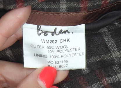 Boden Women’s Brown Plaid Wool Bootcut Dress Trousers UK 14