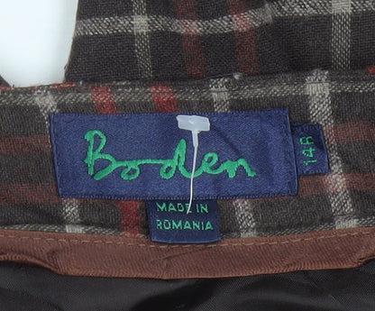 Boden Women’s Brown Plaid Wool Bootcut Dress Trousers UK 14