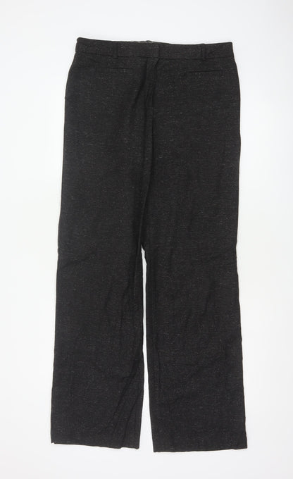 Marks & Spencer Women Black UK 12 Long Wool Blend Tailored Trousers