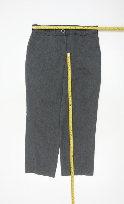 Marks and Spencer Women Grey UK 12 Short Tapered High Waist Trousers
