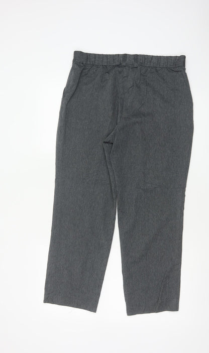 Marks and Spencer Women Grey UK 12 Short Tapered High Waist Trousers