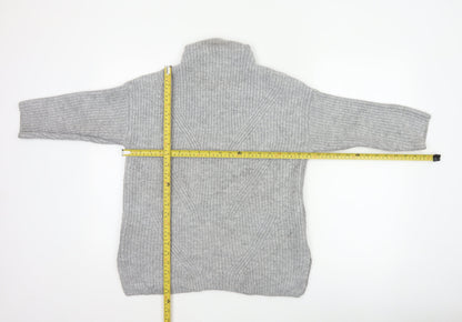 John Rocha Women Grey Size 14 Roll Neck Chunky Knit Jumper