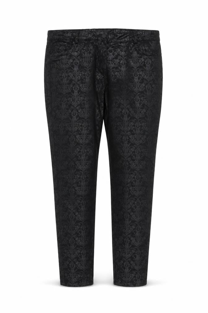 Next Women’s Black Floral Jacquard Skinny Trousers Size 18 Stretch