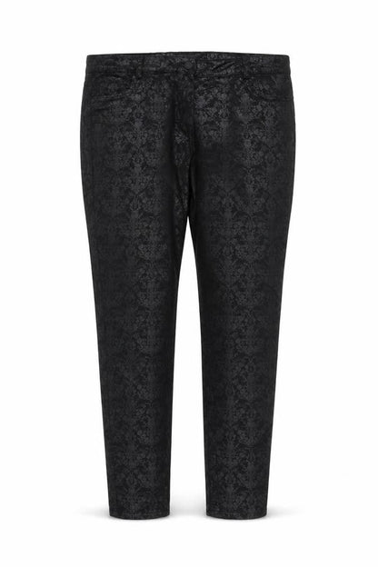 Next Women’s Black Floral Jacquard Skinny Trousers Size 18 Stretch