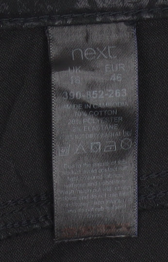 Next Women’s Black Floral Jacquard Skinny Trousers Size 18 Stretch