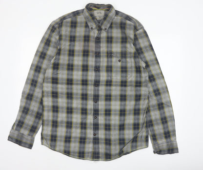 Camel Active Men's Multicoloured M Regular Fit Plaid Button-Down Shirt