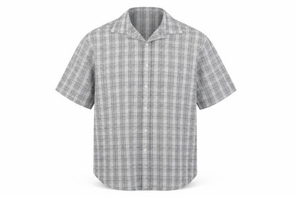 Jack Reid Men Grey Check Short Sleeve Button-Up Shirt 17 Easy Care