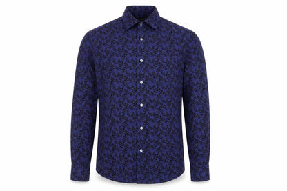 Marks & Spencer Men Blue Floral Button-Up Long Sleeve Shirt Size S