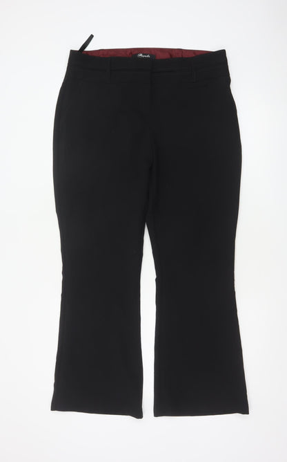 Peacocks Women's Black Size 14 Flared Smart Dress Trousers