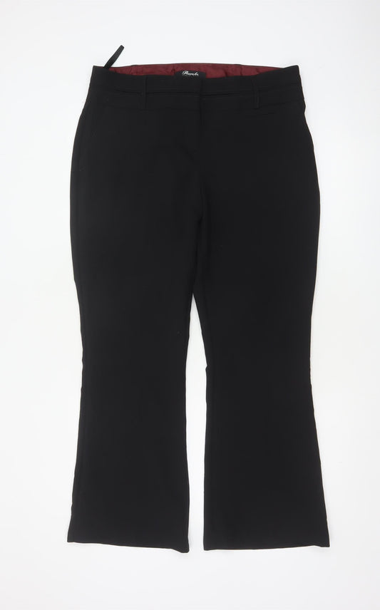 Peacocks Women's Black Size 14 Flared Smart Dress Trousers