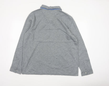 Lands' End Men's Grey XL Long Sleeve Cotton Blend Polo Traditional Fit